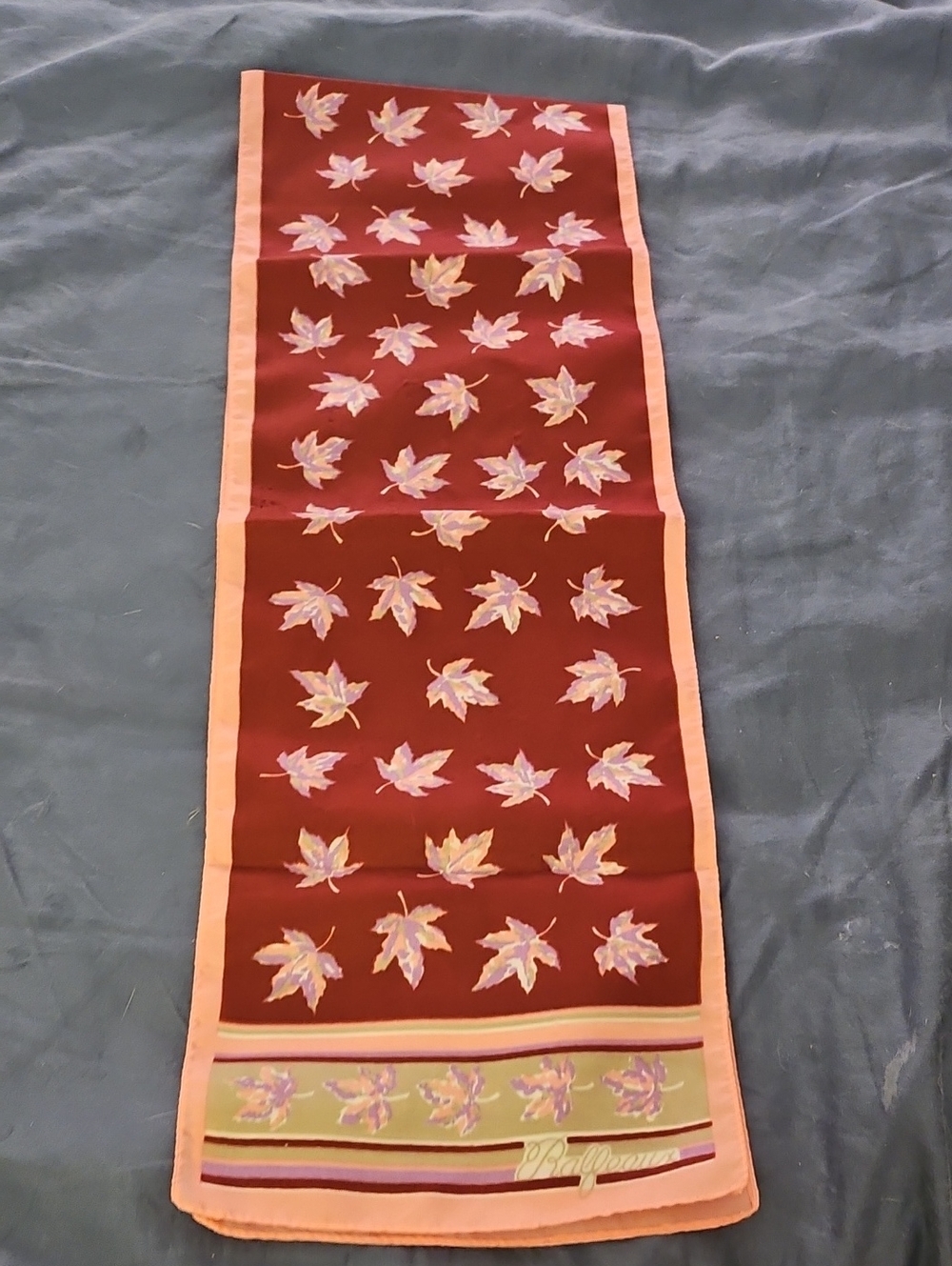 Rust Floral Leaf Scarf Tie - Pink Trim
